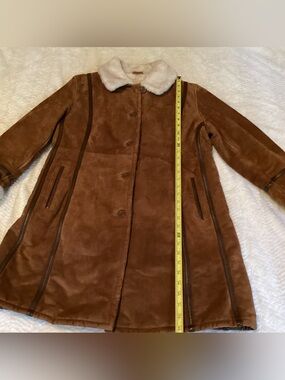 VNT Boho Womens GenuineLeather Dark Piping Trim LongHeavy Leather PennyLane Coat